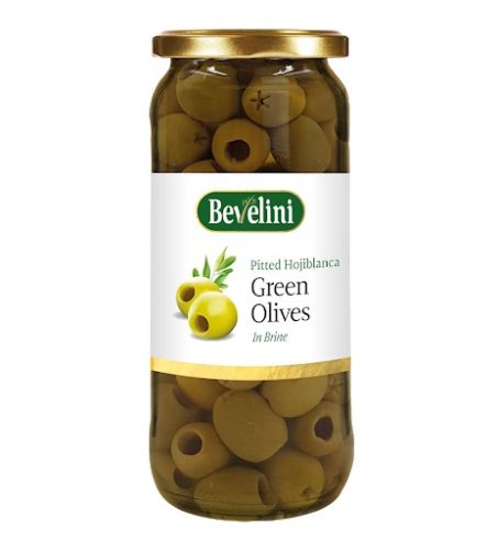 BEVELINI GREEN PITTED OLIVES 340G
