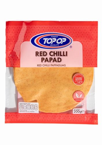 TOP OP RED CHILLII PAPAD 200G