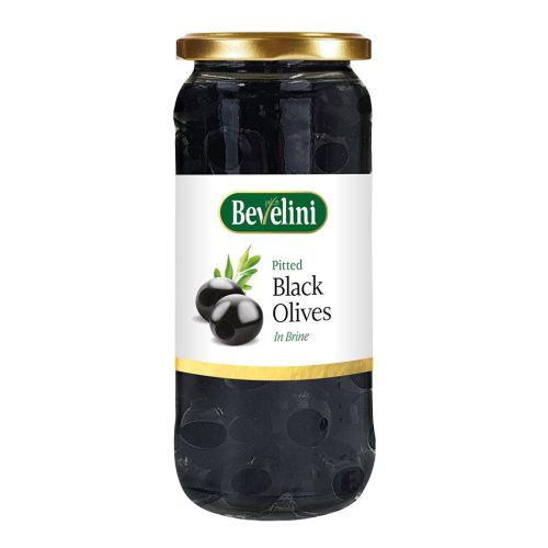 BEVELINI PITTED BLACK OLIVES 340G