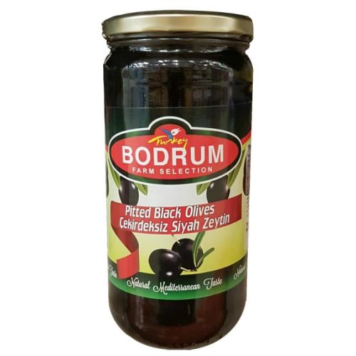 BODRUM PITTED BLACK OLIVES 340G