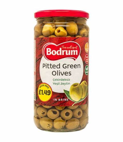 BODRUM PITTED GREEN OLIVES 680G