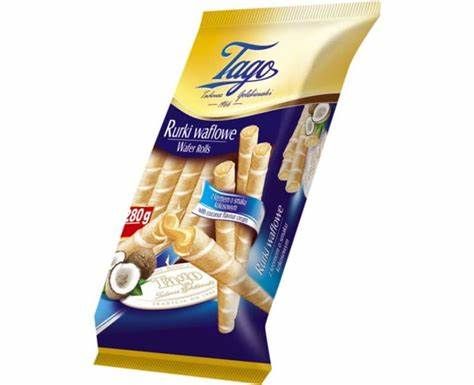 TAGO WAFER ROLLS WITH COCONUT FLAVOUR CREAM 280G