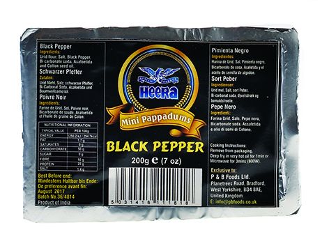 HEERA MINI PAPAD - BLACK PEPPER 200G