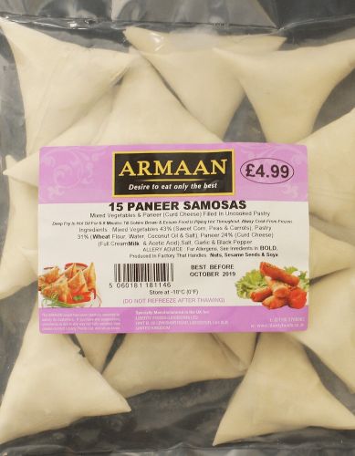 ARMAAN 15PCS PANEER SAMOSA 550G PM 5.99
