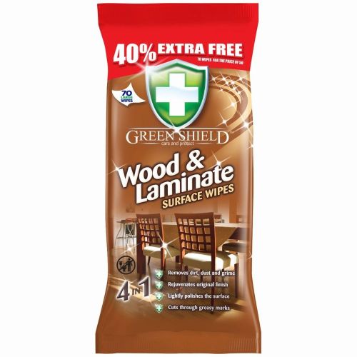 GREEN SHIELD WOOD & LAMINATE SURFACE WIPES 4IN1 70PCS