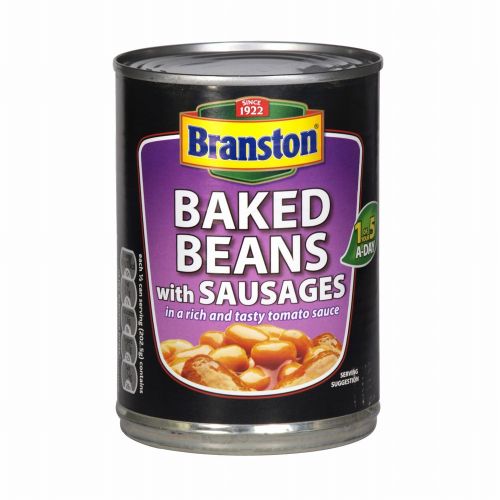 BRANSTON BAKED BEANS WITH SAUSAGES TIN 405G